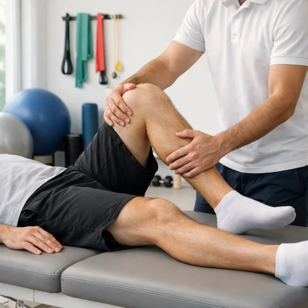 Fizjoterapia Kłobuck - terapia manualna kolana pacjenta w Active Therapy Studio